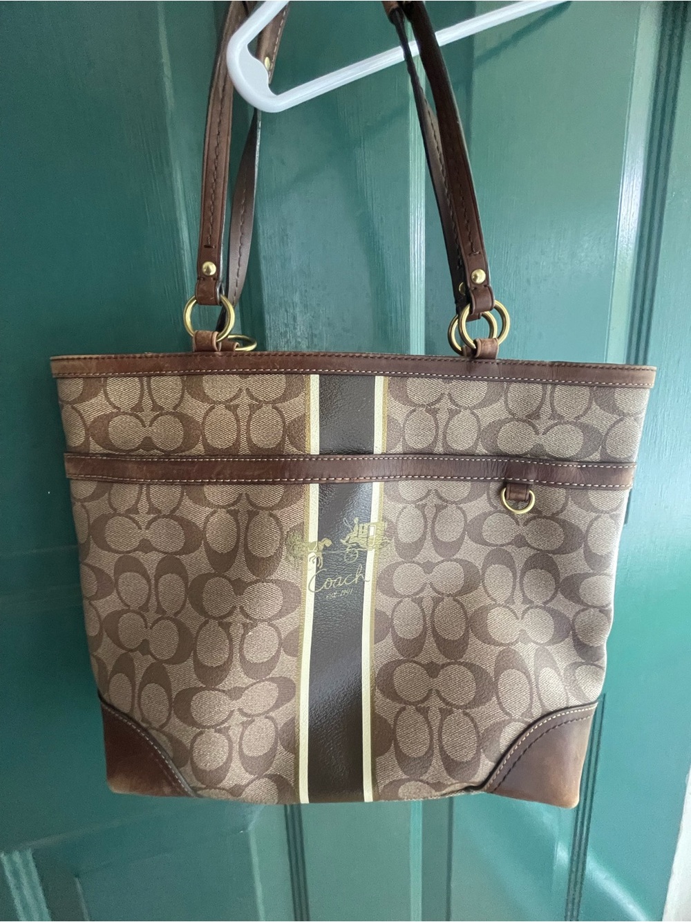 Coach Heritage Stripe Bag Authentic 12358